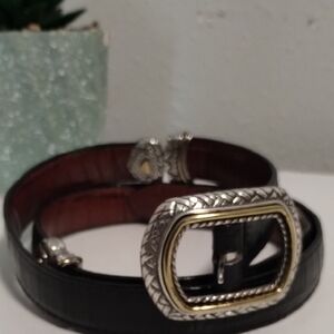 Brighton Black Belt with Silver and Gold Buckle